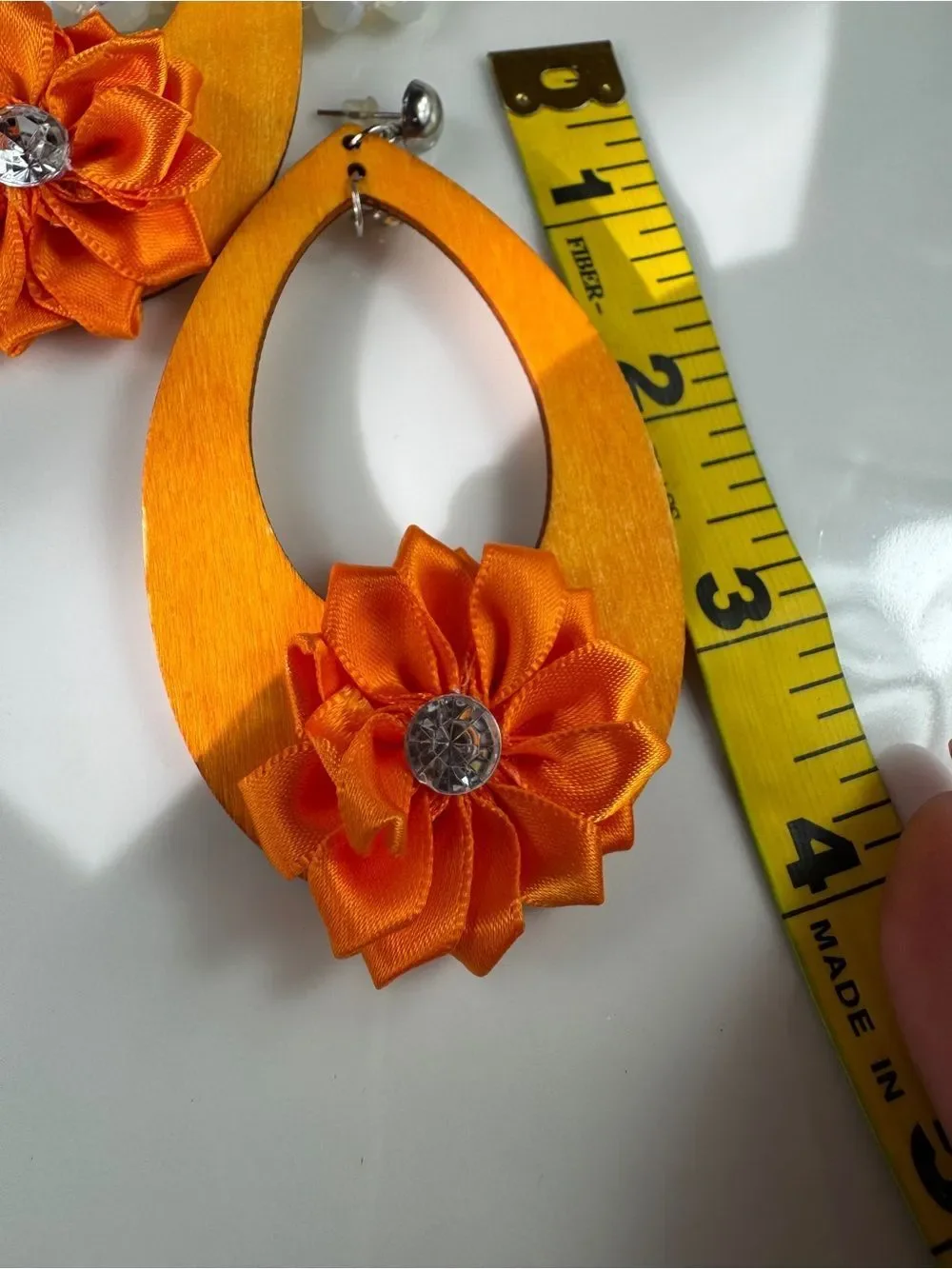 Handmade Orange Flower Drop Earrings - Bold Women's Jewelry